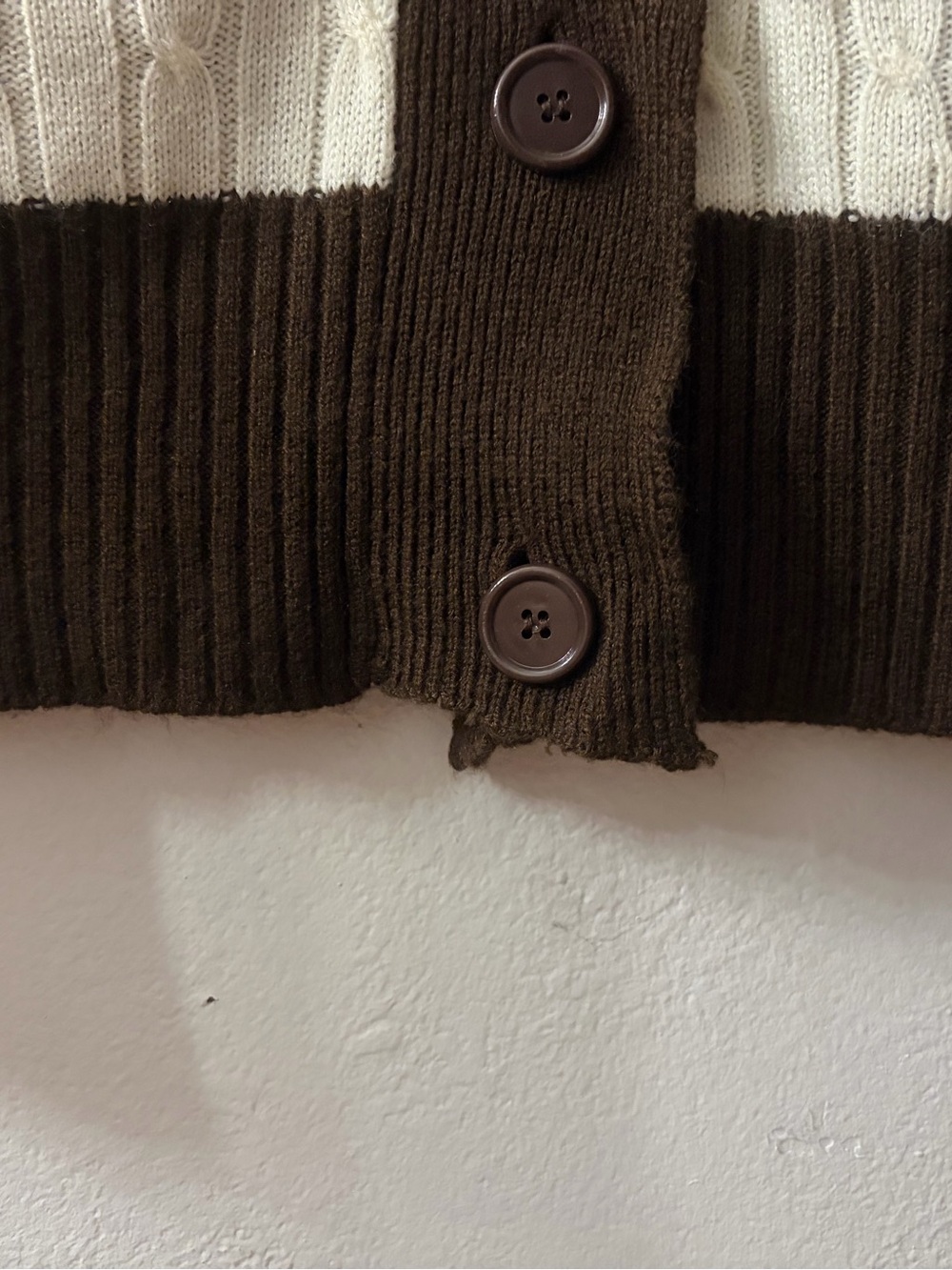 Brown and Cream Button Cardigan - Picture 4 of 5